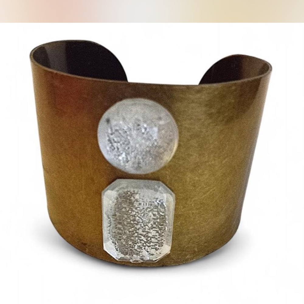 Antique Gold Cuff with Faux Crystal Stones